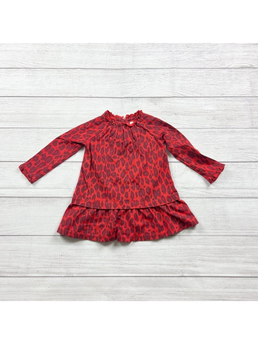 Kate Spade New York Girls Red Tiered Leopard Print Dress 18-24 Months